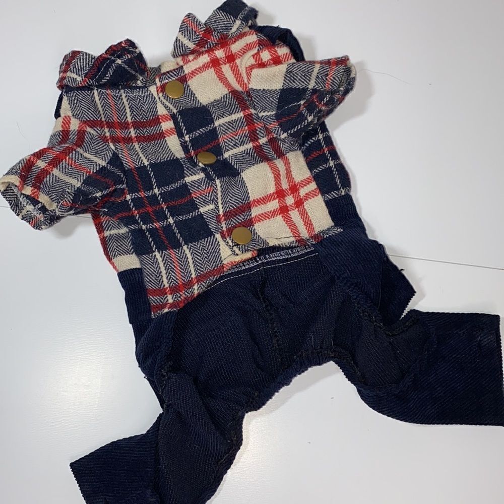 Flannel & Corduroy Dog Overalls Jumpsuit - Picture 7 of 8